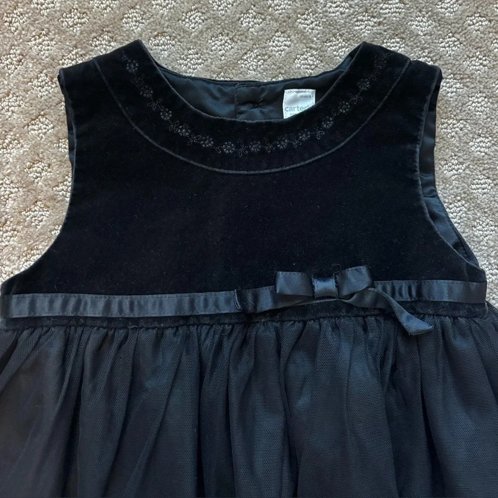 Carters Black Formal Velvet & Tulle Dress
